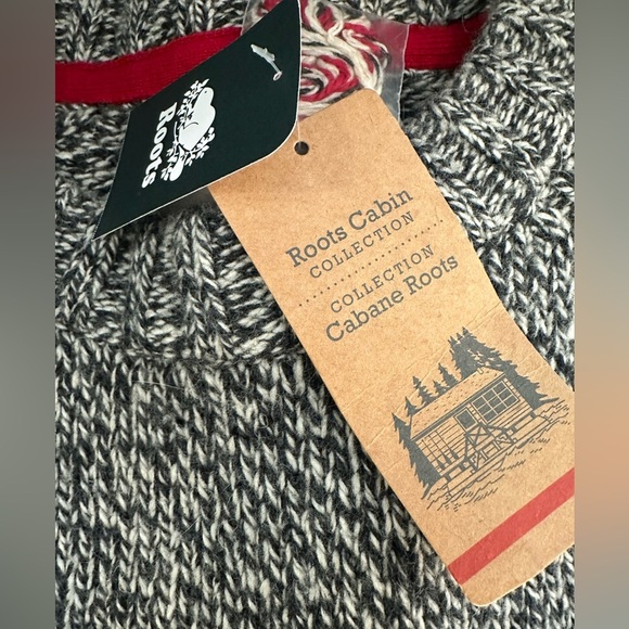 NEW Roots Cabin Knit sweater XXL Salt and Pepper Colour with elbow patches - Picture 7 of 7